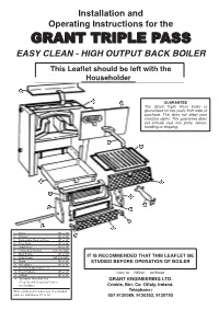 Grant Back Boiler Instruction