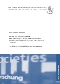 Housing and Voting in Germany: Multi-Level Evidence for the Association Between House Prices and Housing Tenure and Party Outcomes, 1980–2017