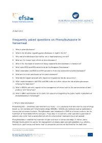 List Item Frequently Asked Questions on Phenylbutazone in Horsemeat
