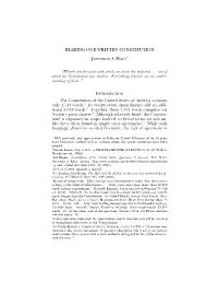 Reading Our Written Constitution