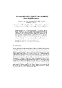 Assessing Older Adults' Usability Challenges Using Kinect-Based