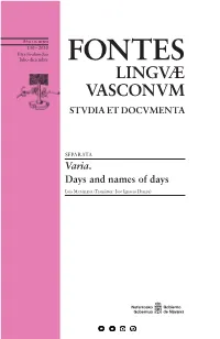 Days and Names of Days