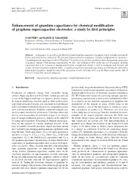 Enhancement of Quantum Capacitance by Chemical Modiﬁcation of Graphene Supercapacitor Electrodes: a Study by ﬁrst Principles