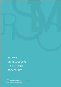Manual on Resourcing Policies and Procedures