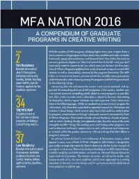 Mfa Nation 2016 a Compendium of Graduate Programs in Creative Writing