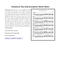 Paramore the Only Exception Sheet Music