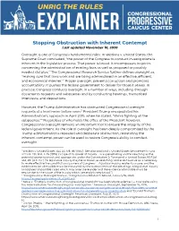 Stopping Obstruction with Inherent Contempt Last Updated November 10, 2020