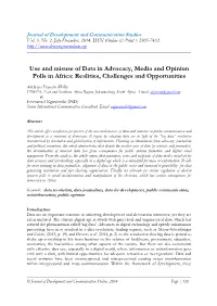 Use and Misuse of Data in Advocacy, Media and Opinion Polls in Africa: Realities, Challenges and Opportunities