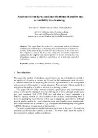 Analysis of Standards and Specifications of Quality and Accessibility in E-Learning