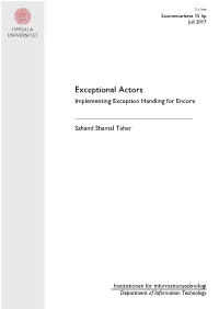 Exceptional Actors Implementing Exception Handling for Encore