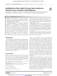 Identification of Non–Small Cell Lung Cancer Sensitive to Systemic