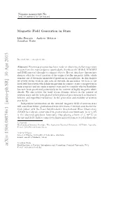 Magnetic Field Generation in Stars 3