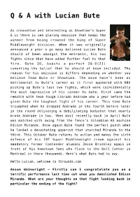 Q & a with Lucian Bute