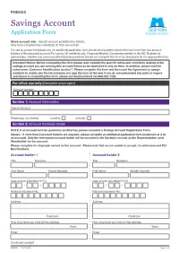 Savings Account Application Form