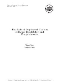 The Role of Duplicated Code in Software Readability and Comprehension