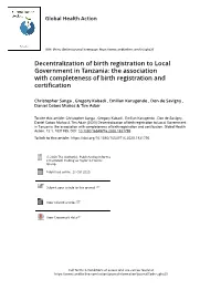 Decentralization of Birth Registration to Local Government in Tanzania: the Association with Completeness of Birth Registration and Certification