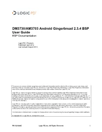 DM3730/AM3703 Android Gingerbread 2.3.4 BSP User Guide BSP Documentation