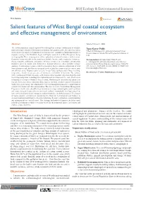 Salient Features of West Bengal Coastal Ecosystem and Effective Management of Environment