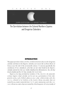 The Correlation Between the Colonial Northern Zapotec and Gregorian Calendars