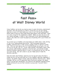 WDW2020-Tink's Fastpass Tips