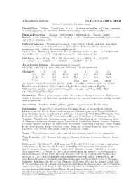 Alumohydrocalcite Caal2(CO3)2(OH)4 • 3H2O C 2001-2005 Mineral Data Publishing, Version 1 Crystal Data: Triclinic