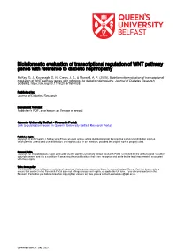 Bioinformatic Evaluation of Transcriptional Regulation of WNT Pathway Genes with Reference to Diabetic Nephropathy