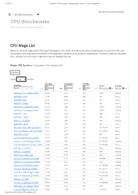 CPU Benchmarks - CPU Mega Page - Detailed List of Benchmarked Cpus