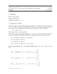 Lecture 7 1 Readings 2 Superdense Coding