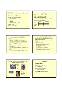 Looking Back and Inwards Questions Comments from the Past History Of