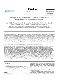 Regulatory Science Challenges in the Development of Drugs for Systemic Lupus Erythematosus