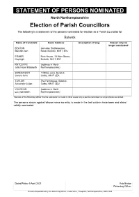 Statement of Persons Nominated
