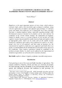 234 Analysis of Conditions and Results of the Raspberry