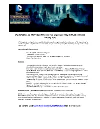 DC Heroclix: No Man's Land Month Two Organized Play Instruction Sheet Januar