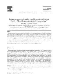 Fatigue Crack Growth Under Variable-Amplitude Loading: Part I ± Model Formulation in State-Space Setting Q