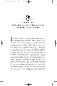 Globalization and the Emergence of the World Social Forums