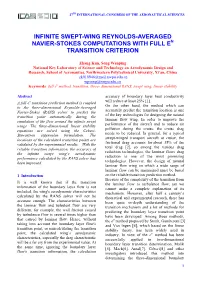 Infinite Swept-Wing Reynolds-Averaged Navier-Stokes Computations with Full En Transition Criterion