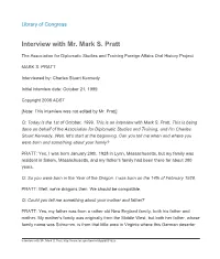 Interview with Mr. Mark S. Pratt