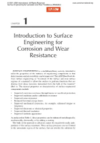 Introduction to Surface Engineering for Corrosion and Wear Resistance