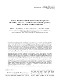 Larval Development of Dagetichthys Marginatus (Soleidae) Obtained from Hormone-Induced Spawning Under Artificial Rearing Conditions