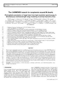 The CARMENES Search for Exoplanets Around M Dwarfs Photospheric Parameters of Target Stars from High-Resolution Spectroscopy