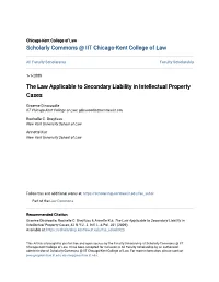 The Law Applicable to Secondary Liability in Intellectual Property Cases