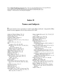 A Study of Don Quixote: Index II, Names and Subjects