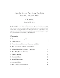 Introduction to Functional Analysis Part III, Autumn 2004