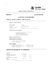 Material Safety Data Sheet ______