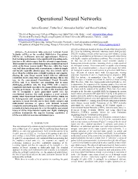 Operational Neural Networks