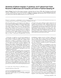 Sensitivity of Pythium Irregulare, P. Sylvaticum, and P. Ultimum from Forest Nurseries to Mefenoxam and Fosetyl-Al, and Control of Pythium Damping-Off