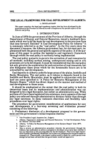 The Legal Framework for Coal Development in Alberta
