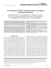 A Curated Gene List for Reporting Results of Newborn Genomic Sequencing