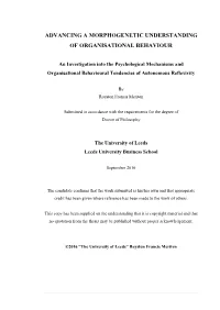 Advancing a Morphogenetic Understanding of Organisational Behaviour