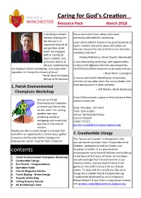 DIOCESE of WINCHESTER Caring for God's Creation